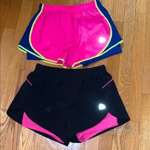 Running shorts with built-in spandex
